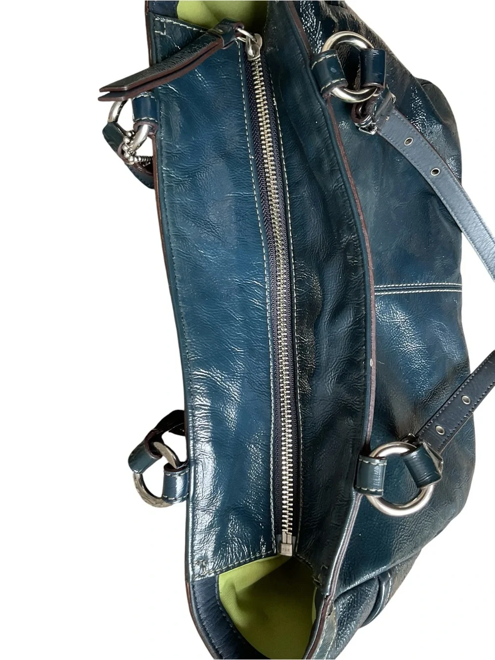 COACH Black Leather Shoulder Bag with Logo Charm